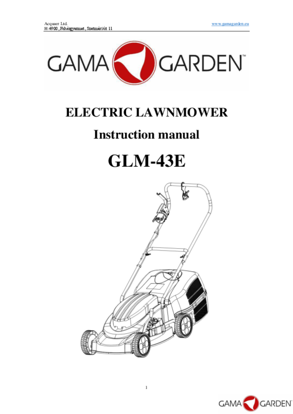 GLM 43E Electric lawnmower Instruction manual