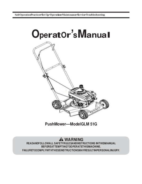 GLM 51G Easy Petrol lawnmower Instruction manual