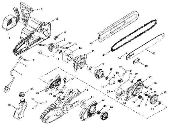 GCS 2200E Electric chainsaw Exploded drawing
