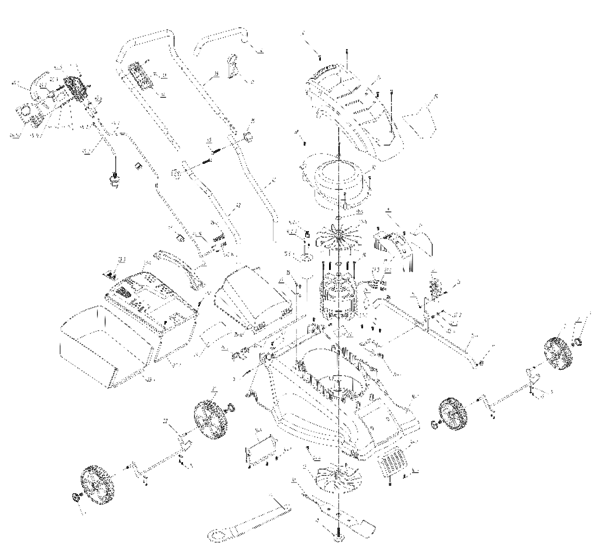 GLM 34E Basic Electric lawnmower Exploded drawing
