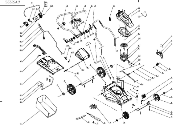 GLM 42E Premium Electric lawnmower Exploded drawing