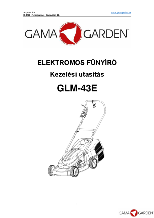 GLM 43E Elektromos fűnyíró Kezelési útmutató